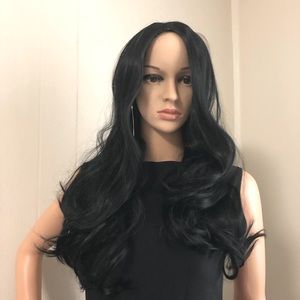 pure black wig long big waves mid-part wig 26” new with tag